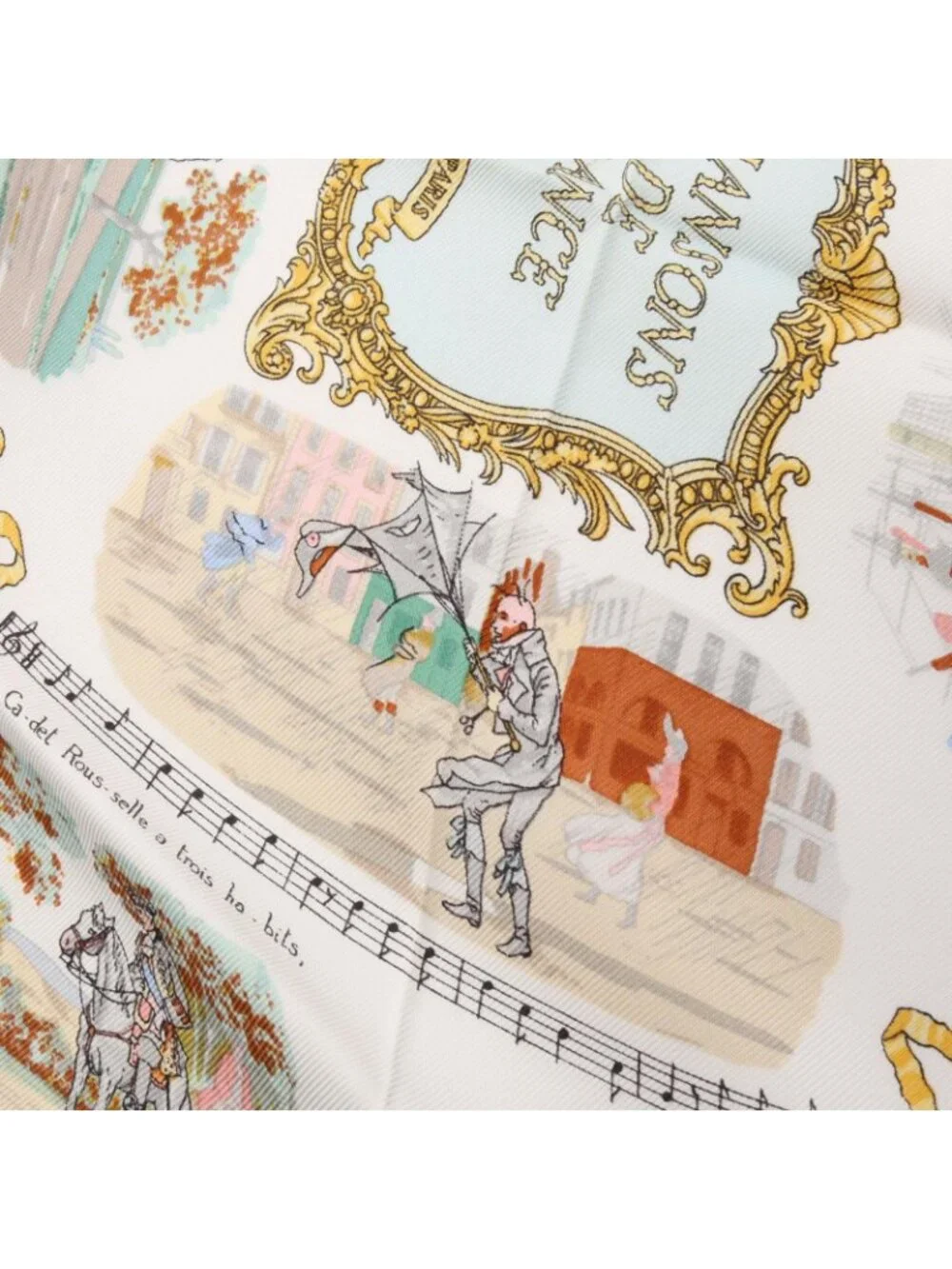 Hermes Scarf Petit Carre 45 Chansons de France Silk